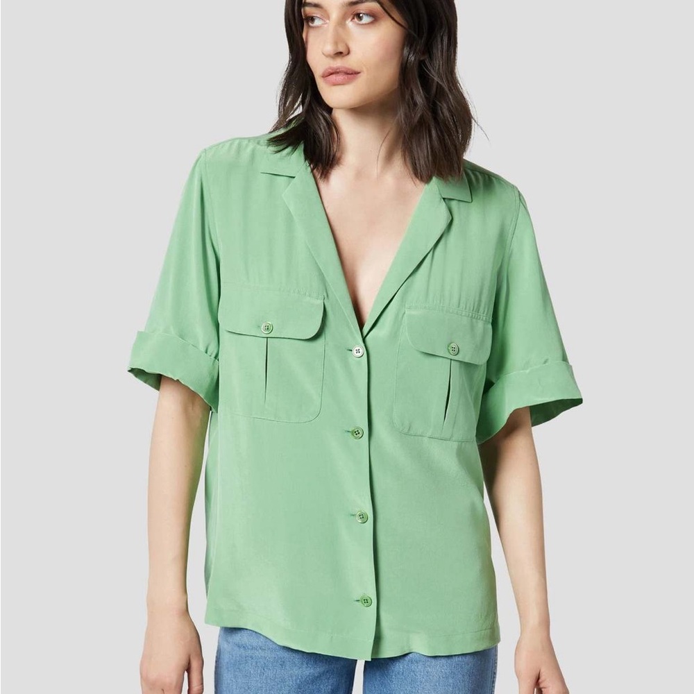 Equipment Paranella Silk  Green Blouse